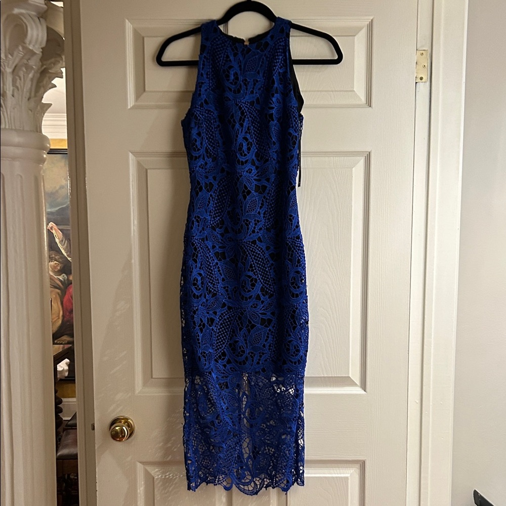 Alexia Admor Royal Blue Lace Midi Dress